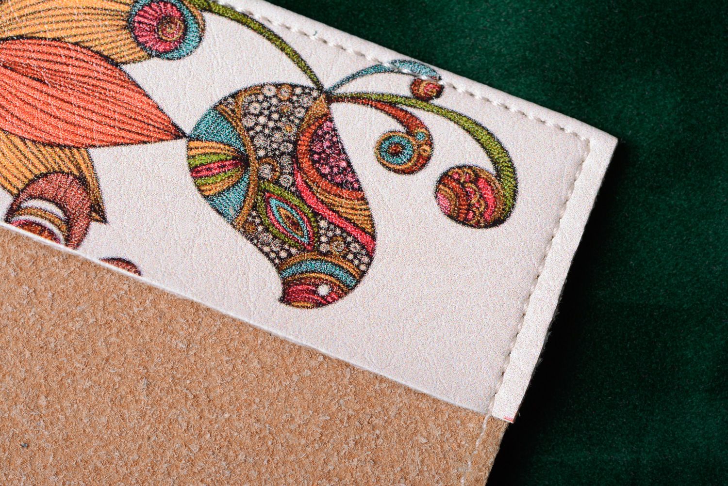 Protège-passeport en cuir original fait à la main avec imprimé à motif floral photo 5