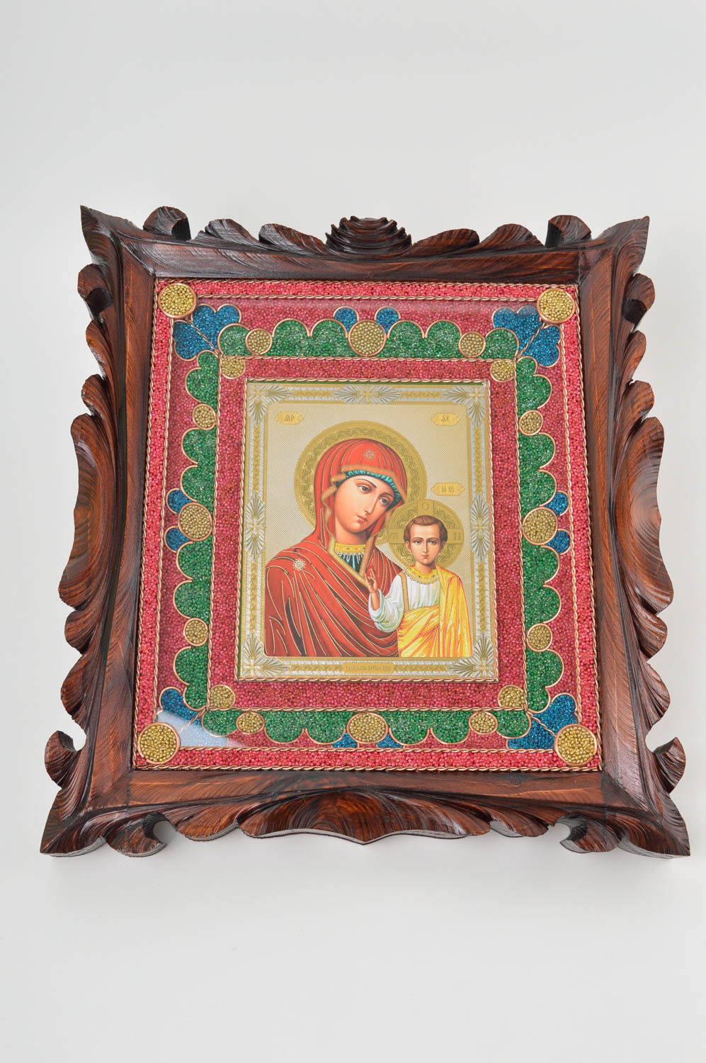 Handmade icon framed icon orthodox icon in wooden frame big icon of saints  photo 5