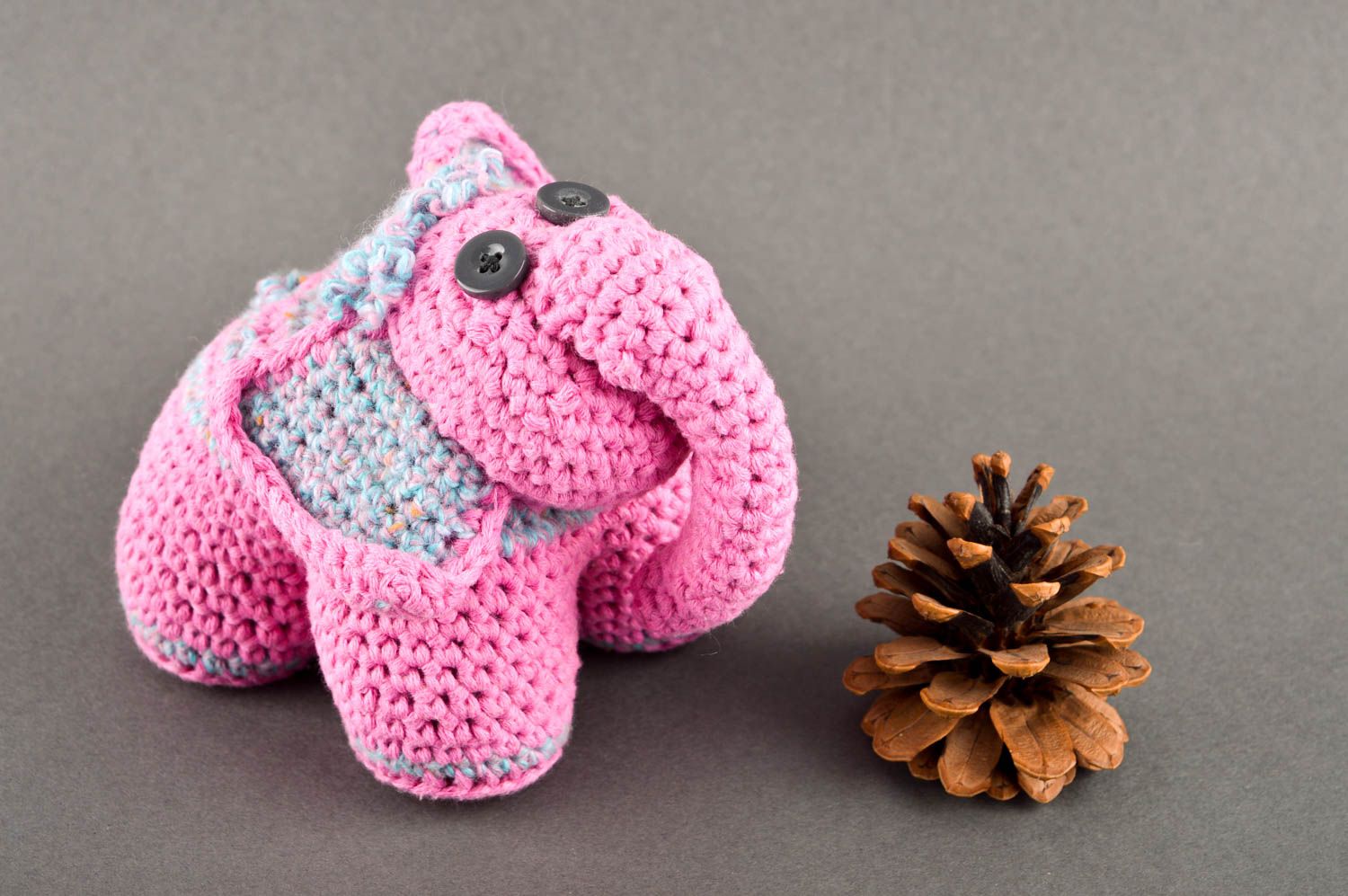 Jouet éléphant rose Peluche faite main tricotée originale Cadeau pour enfant photo 1