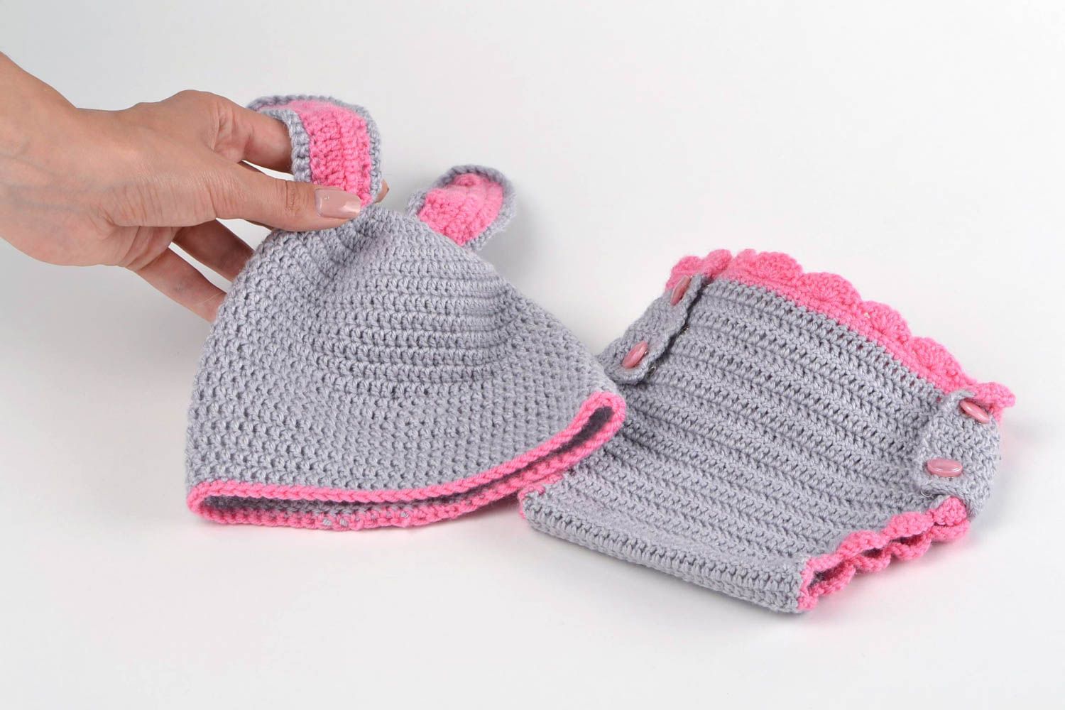 Crocheted children hat crochet panties children baby headwear gift for baby photo 2