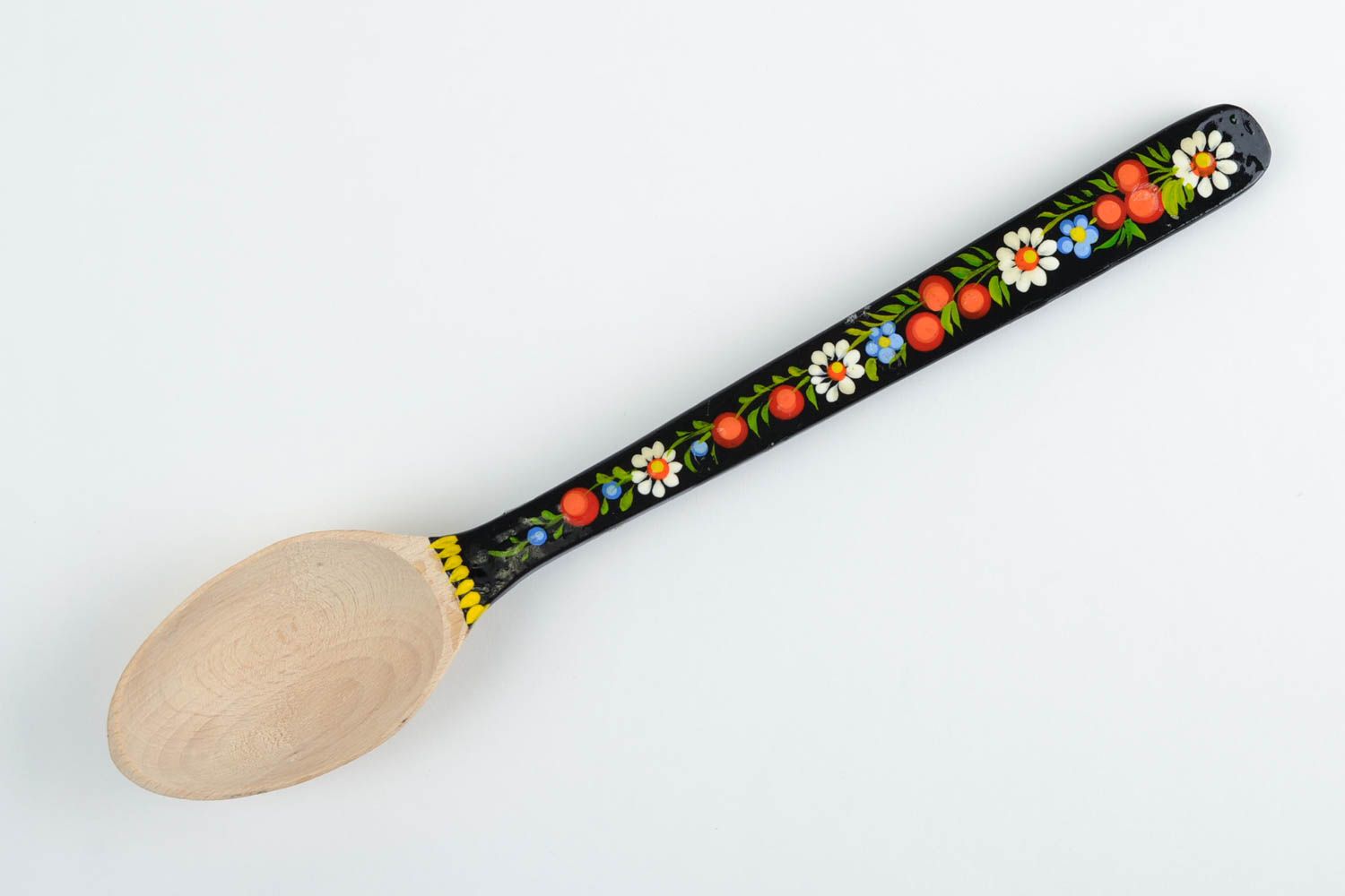 Wooden spoon designer kitchen tool Petrykivka style painting home decoration photo 3