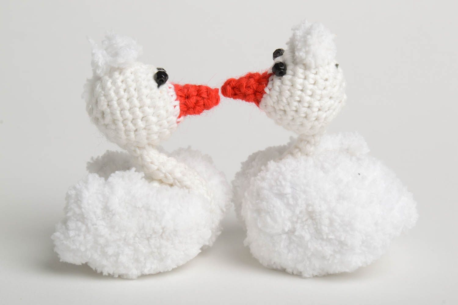 Crocheted present for kids stylish handmade toys unusual soft toys swans photo 3
