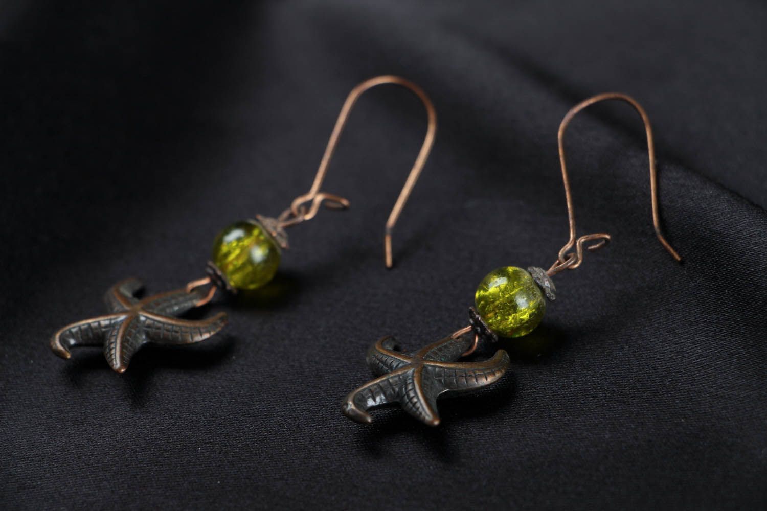 Metal earrings with crystal photo 2