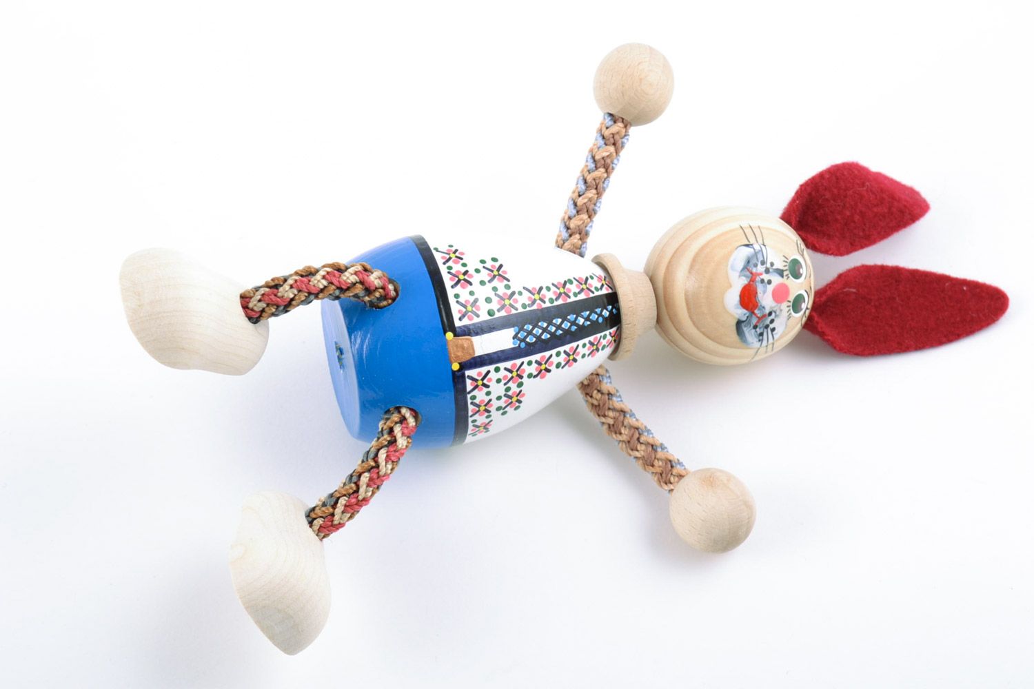 Handmade bemaltes Holz Spielzeug Hase mit langen Ohren Geschenk für Kind  foto 5