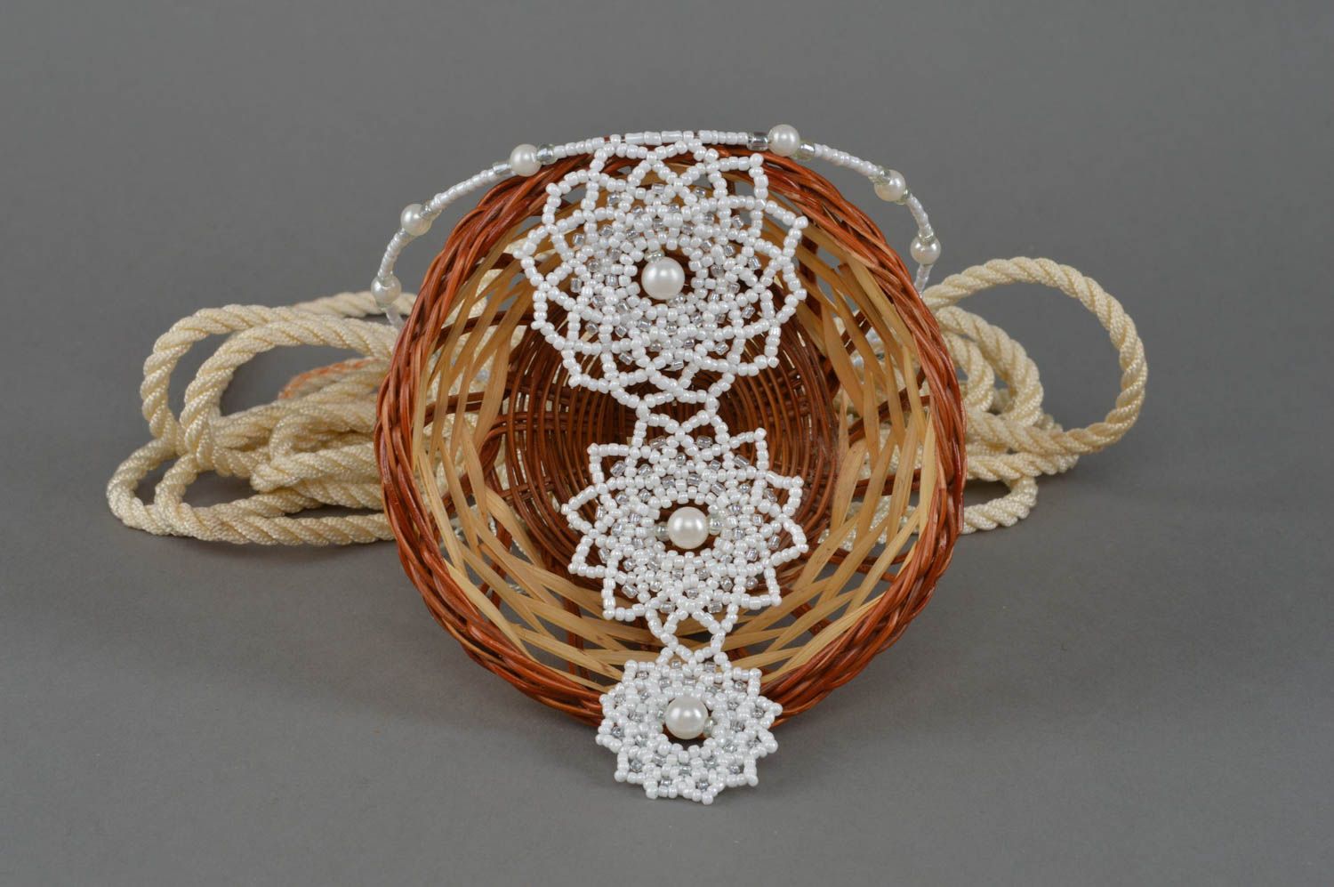 Handmade beaded pendant seed beads jewelry designer accessory for girls photo 1