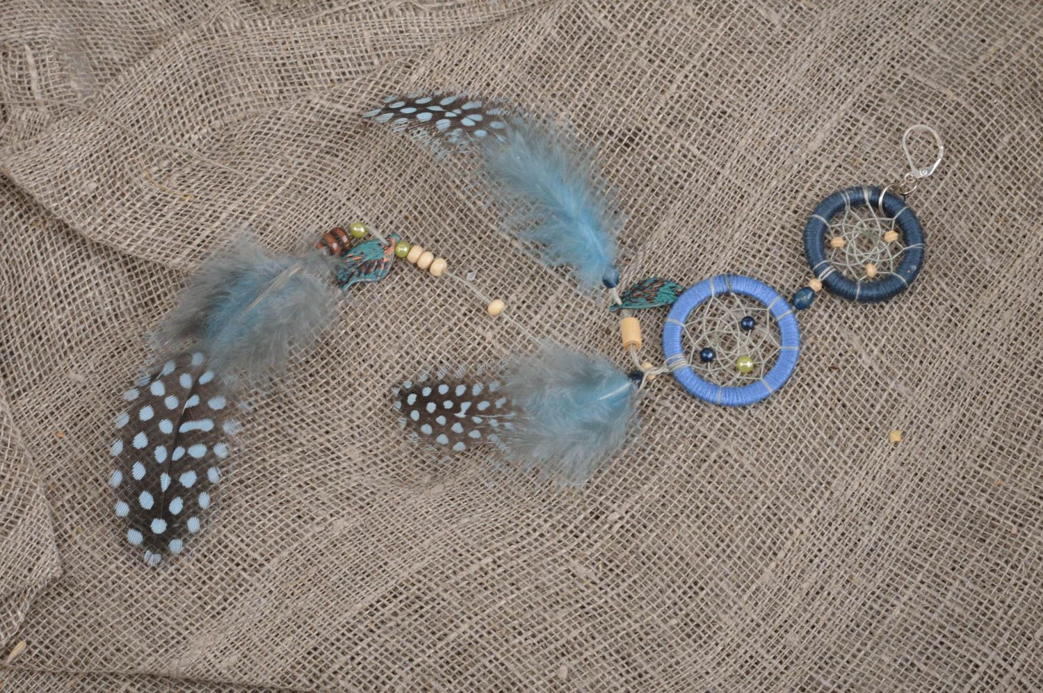 Handmade designer keychain Indian amulet Dreamcatcher with feathers photo 5