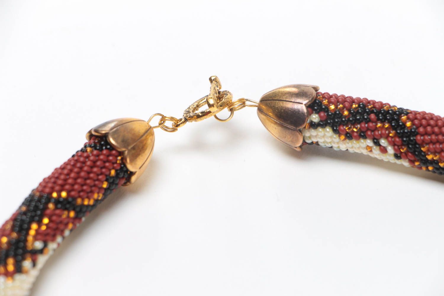 Handmade designer beaded cord women's necklace styled on python leather photo 4