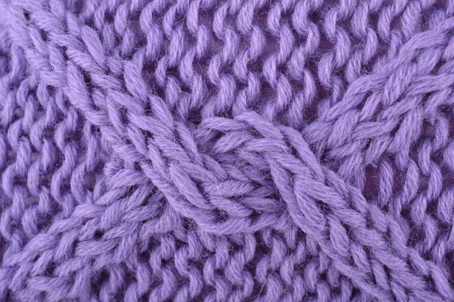 Housse de coussin tricotée en mi-laine violette fermeture éclair faite main photo 2