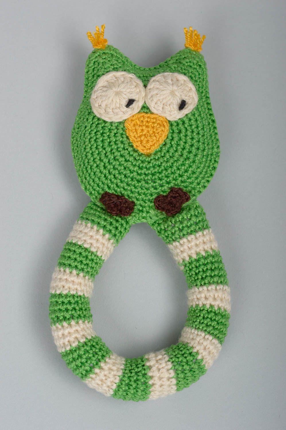 Doudou hibou fait main Jouet pour bébé tricoté au crochet Cadeau enfant photo 5