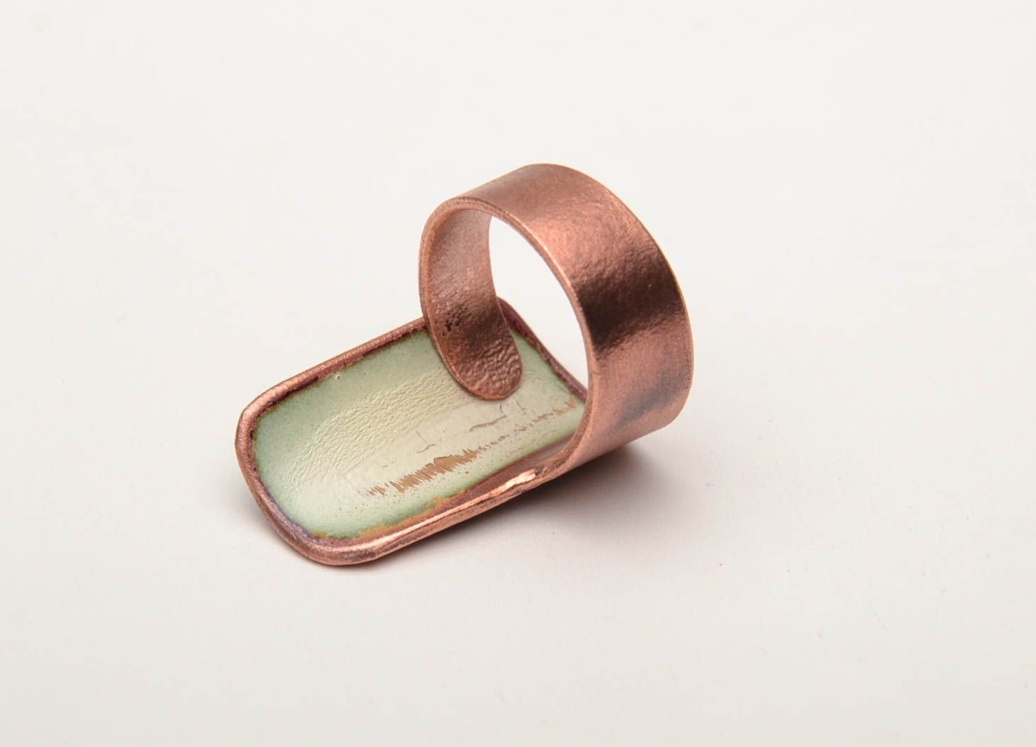 Enamel copper ring with handmade painting photo 4