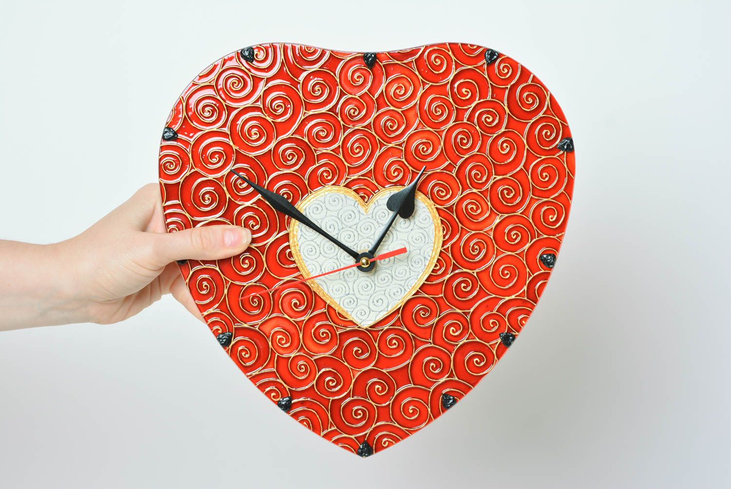 Handmade heart-shaped clock stained glass wall clock home decor ideas photo 3