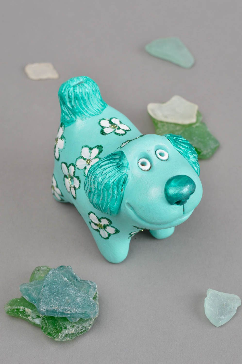 Handmade designer ceramic souvenir stylish dog toy penny whistle made of clay photo 1