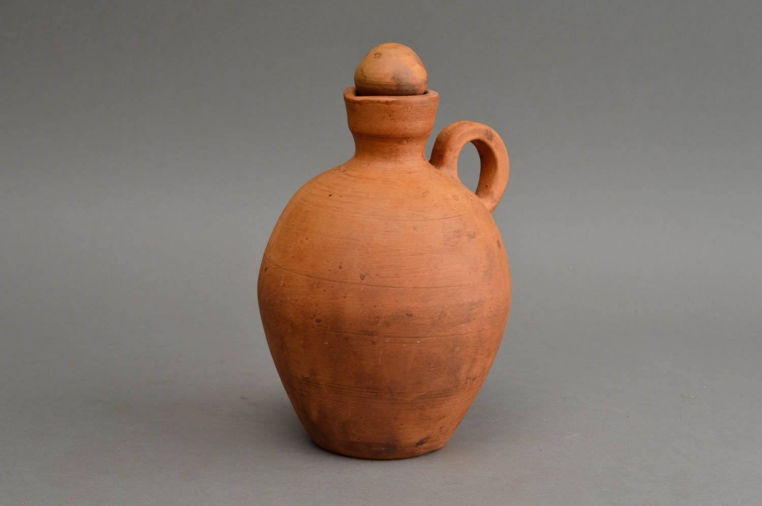 20 oz ceramic terracotta color ancient style wine jug with handle and lid 1,15 lb
 photo 2