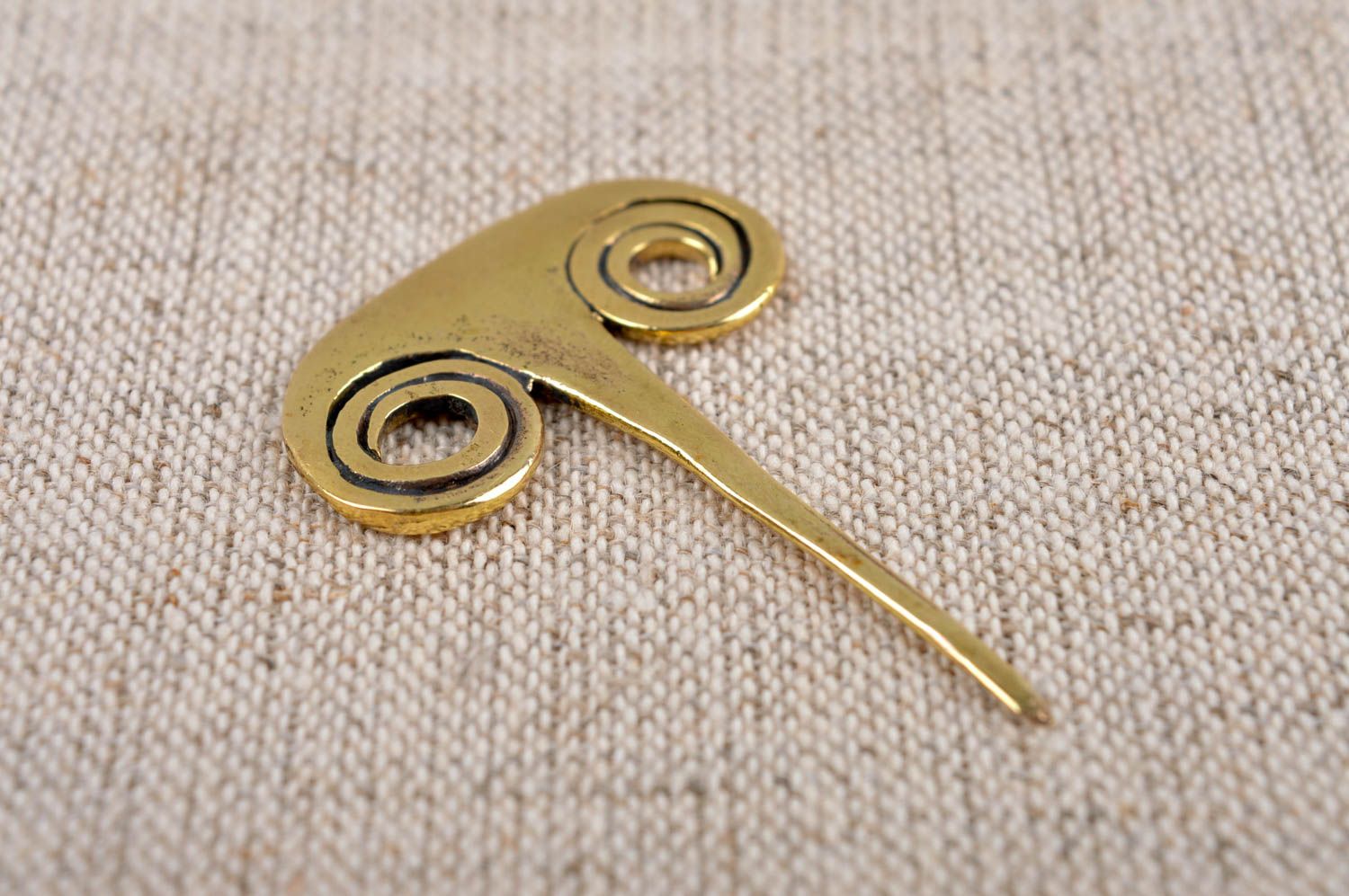 Handmade metal accessory stylish designer brass jewelry unusual hair stick photo 1