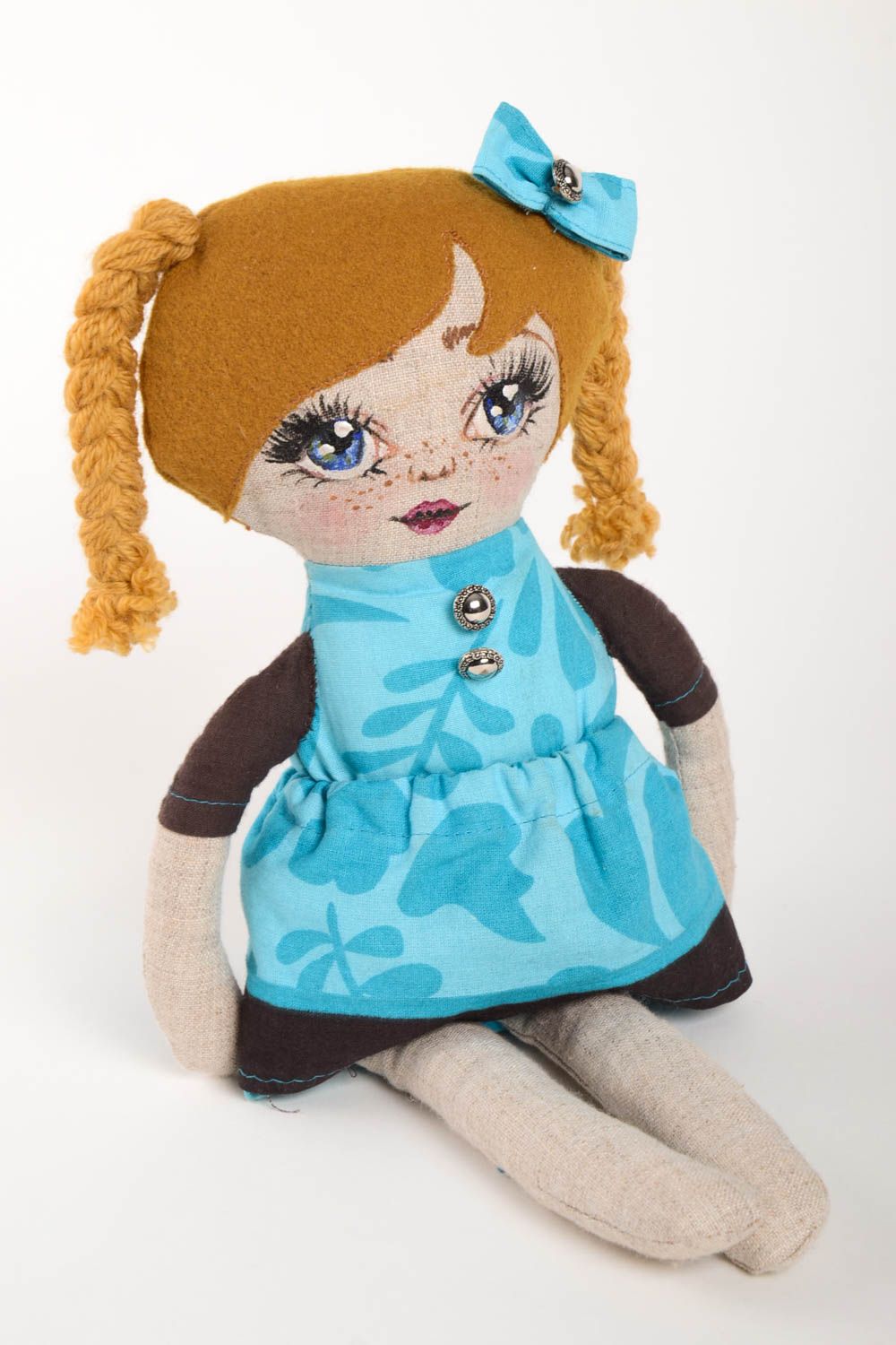 Кукла ручной работы кукла из ткани с косичками симпатичная мягкая кукла фото 3