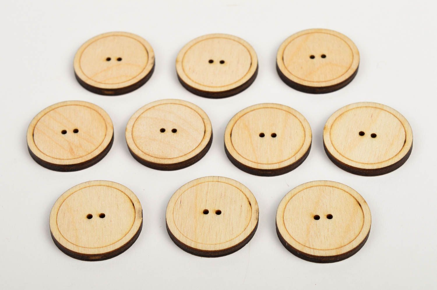 Beautiful handmade wooden buttons plywood blank 10 pieces needlework accessories photo 5