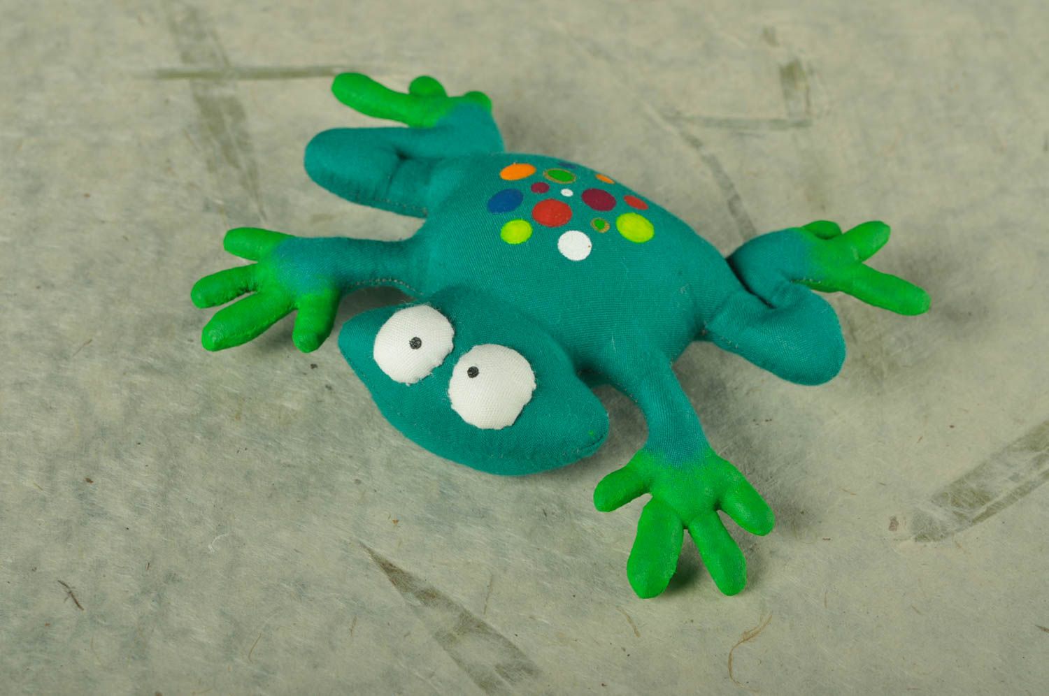 Handmade Kuscheltier Frosch Stoff Spielzeug Geschenk für Kinder künstlerisch foto 1