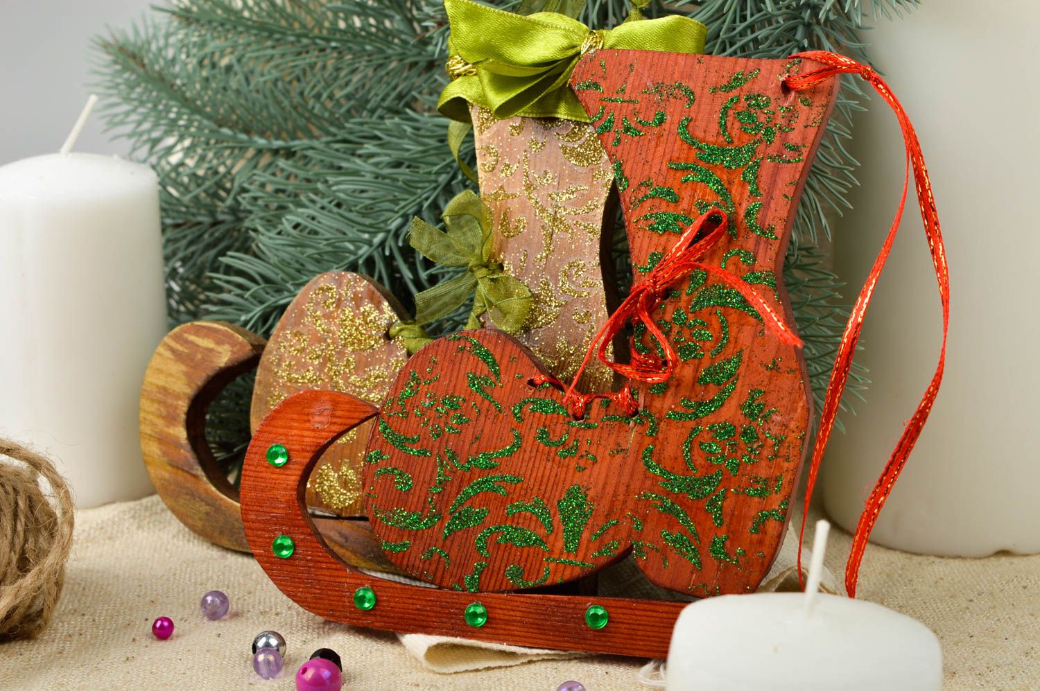 Lovely handmade skates beautiful home accessories unusual Christmas decor photo 1