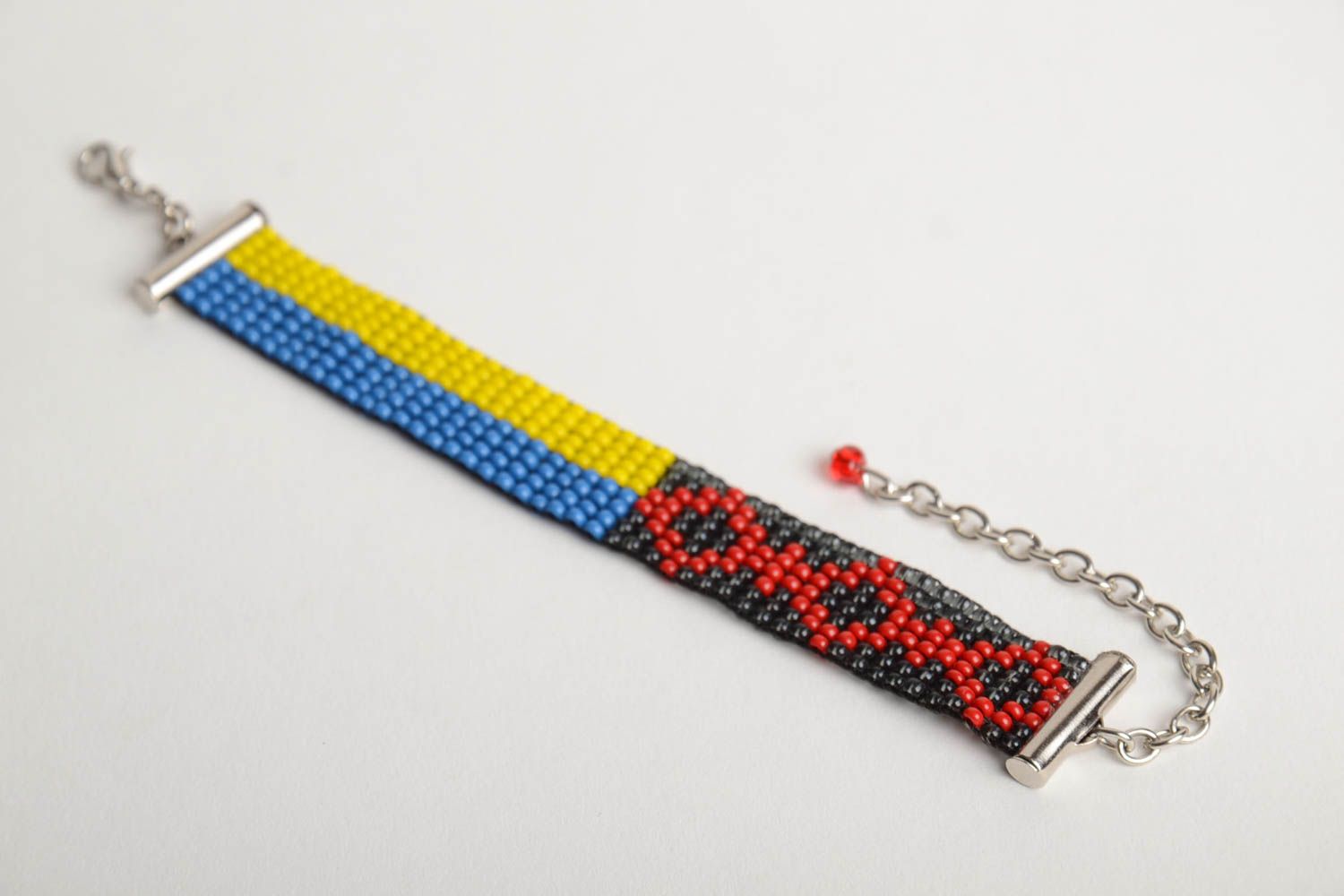 Bracelet en perles de rocaille multicolore fait main tissé design original photo 5