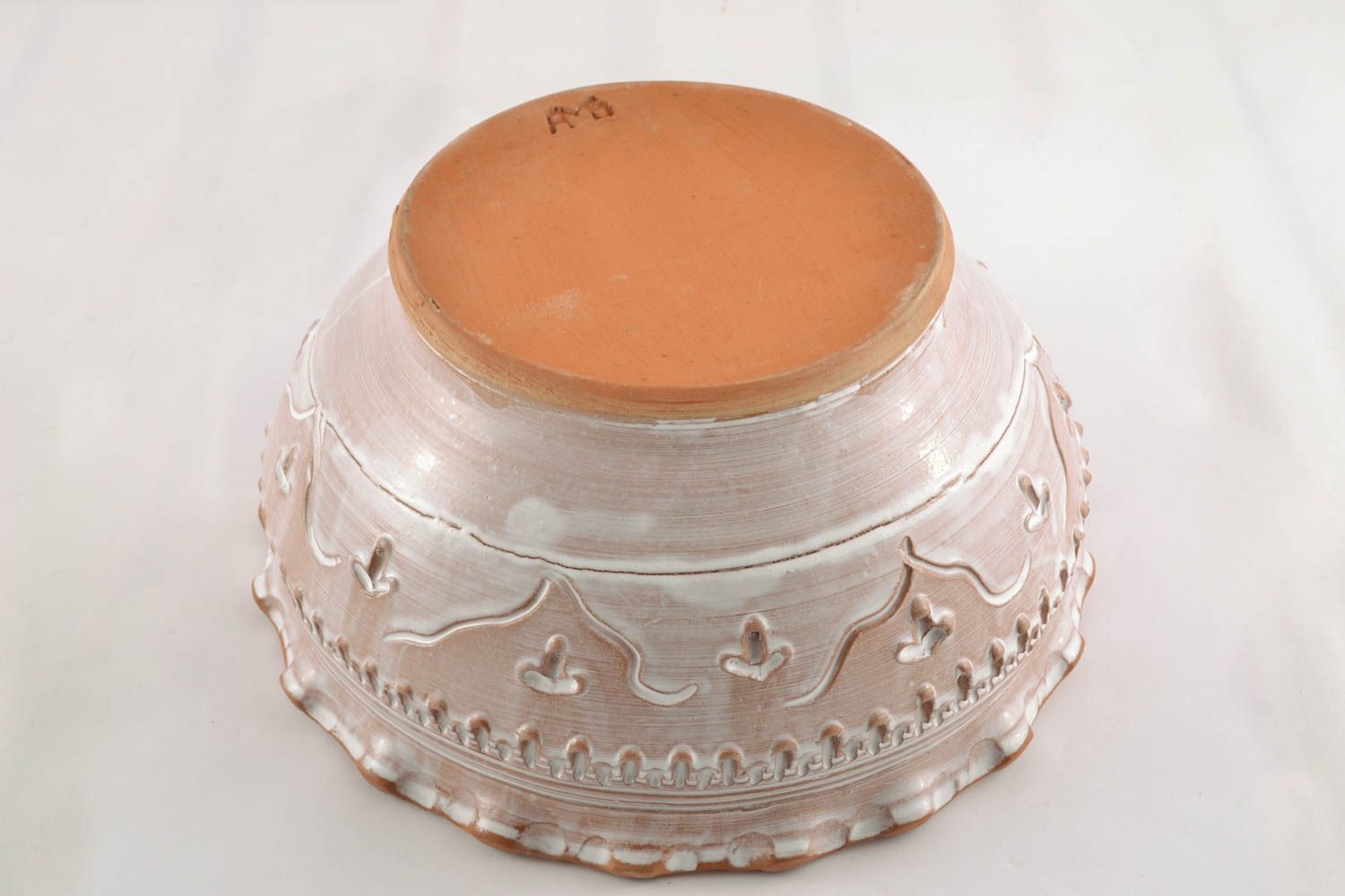 Bol creux en céramique fait main à motifs blanc-brun original joli stylé  photo 2