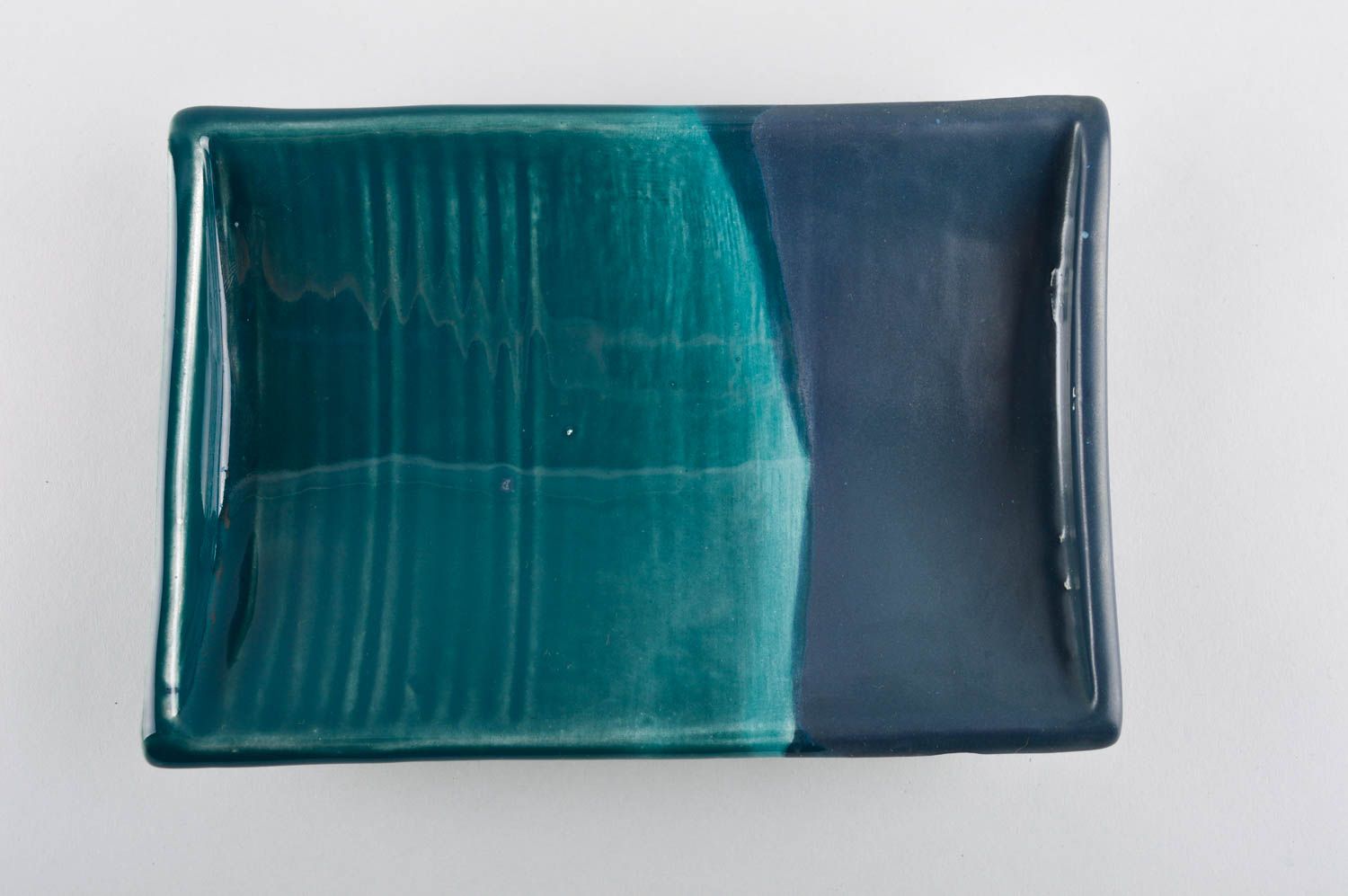 Plat à sushi fait main Assiette design original tons bleus Vaisselle céramique photo 5