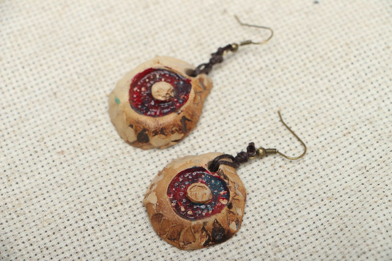 Ceramic earrings with charms photo 1
