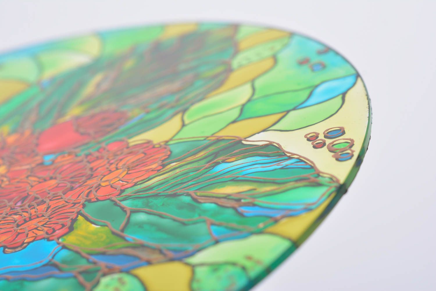 Decorative glass plate adorned with stained glass paints bright interior decor photo 4