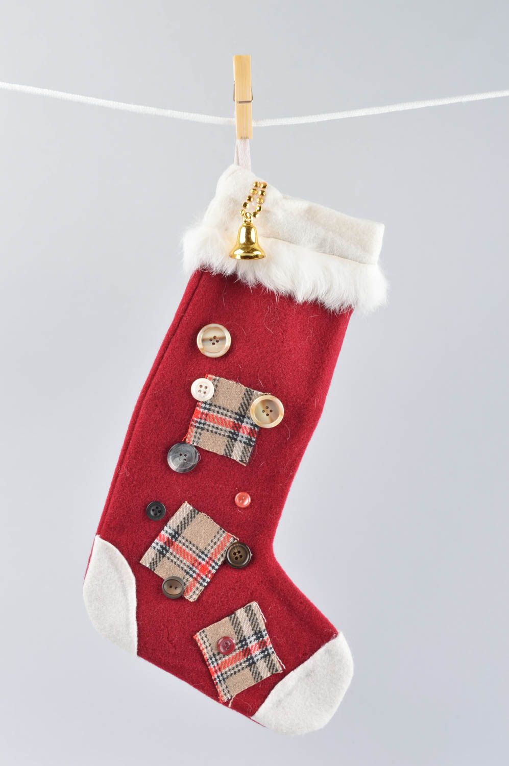Socke zu Weihnachten handmade Deko Tannenbaum Schmuck Weihnachten Deko rot weiß foto 1