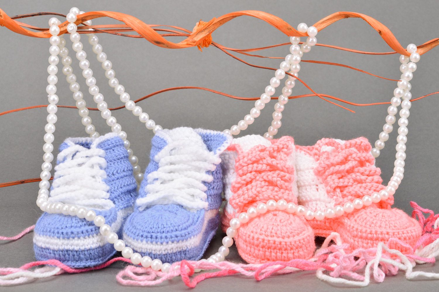 Ensemble de chaussons tricotés en acrylique au crochet faits main 2 paires bébé photo 1