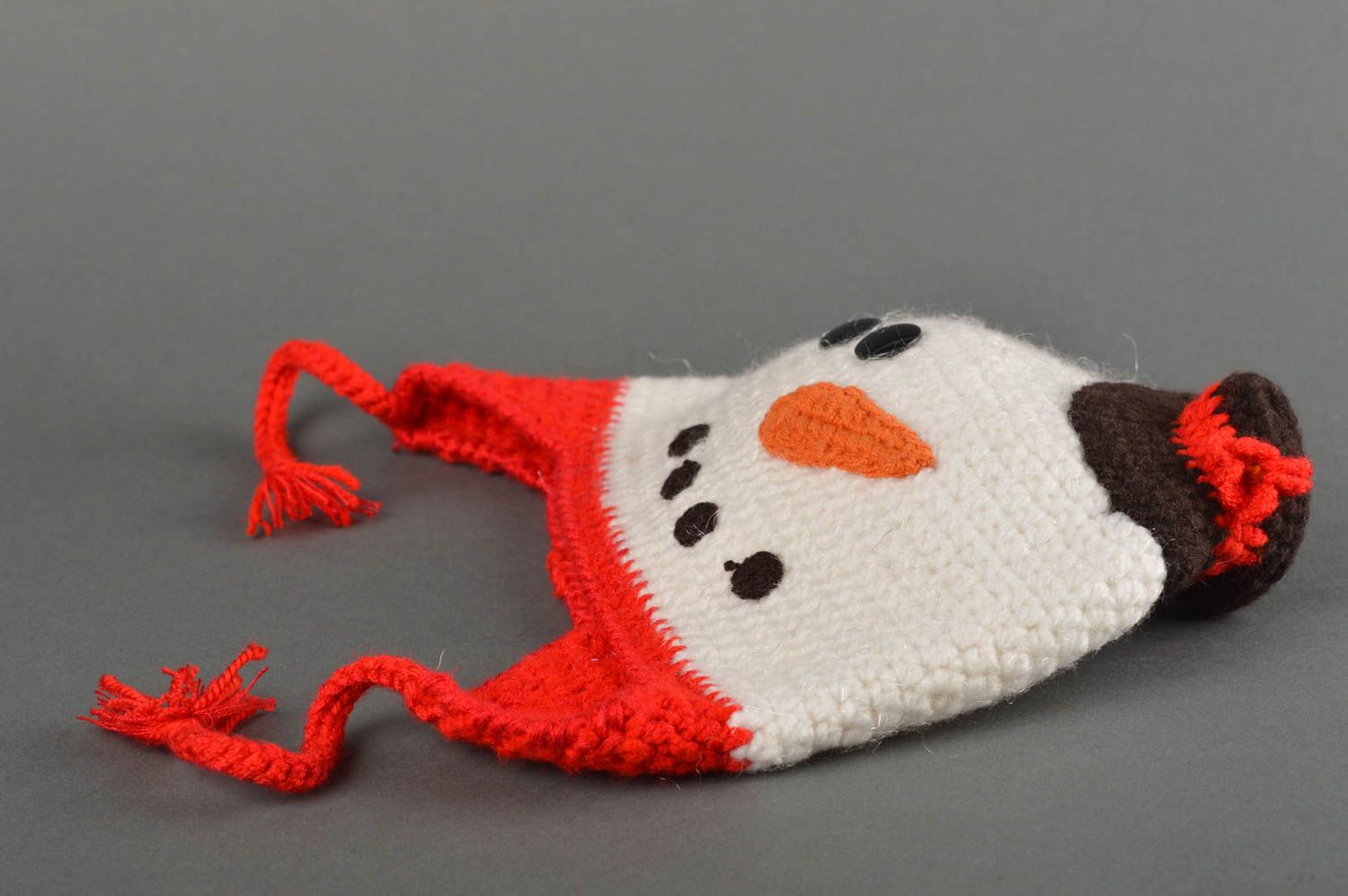 Bonnet au crochet fait main Chapeau tricot bonhomme de neige Vêtement enfant photo 4
