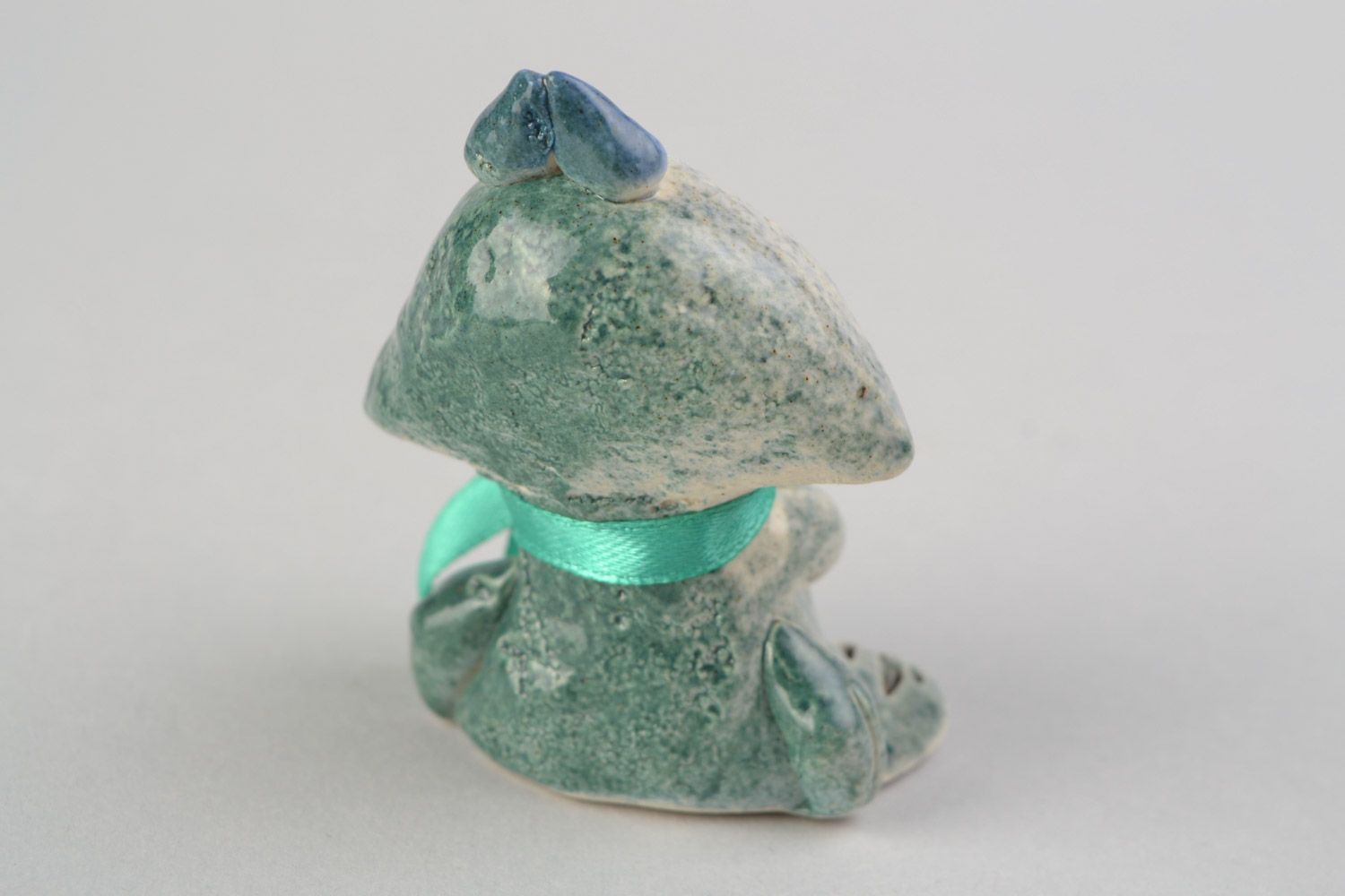 Originelle kleine schöne Figurine aus Keramik und Glasur reine Handarbeit Frosch foto 5