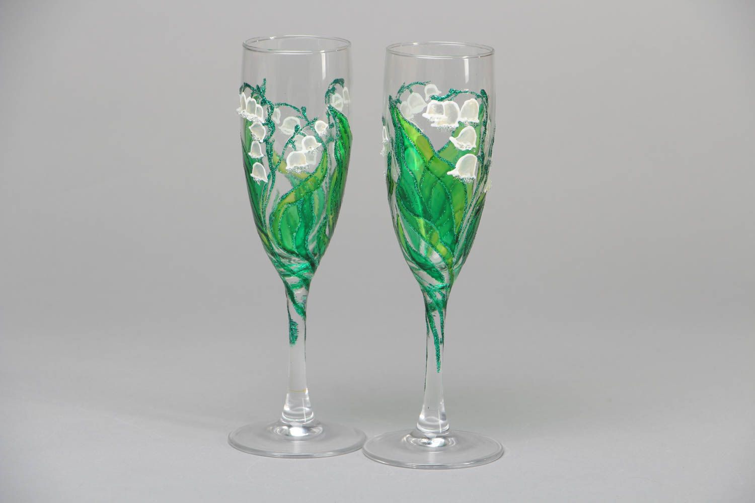 Handmade painted glasses 150 ml Lily-of-the-valley photo 3