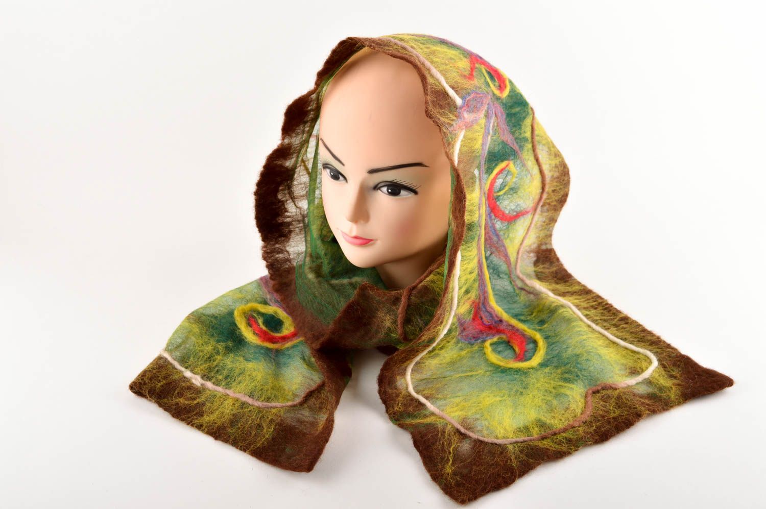 Теплый шарф ручной работы шарф из шерсти женский аксессуар валяный шарф фото 2