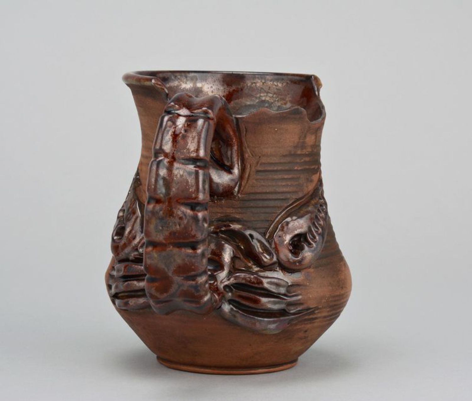 30 oz ceramic handmade pitcher jar with Scorpion pattern 0,9 lb photo 3
