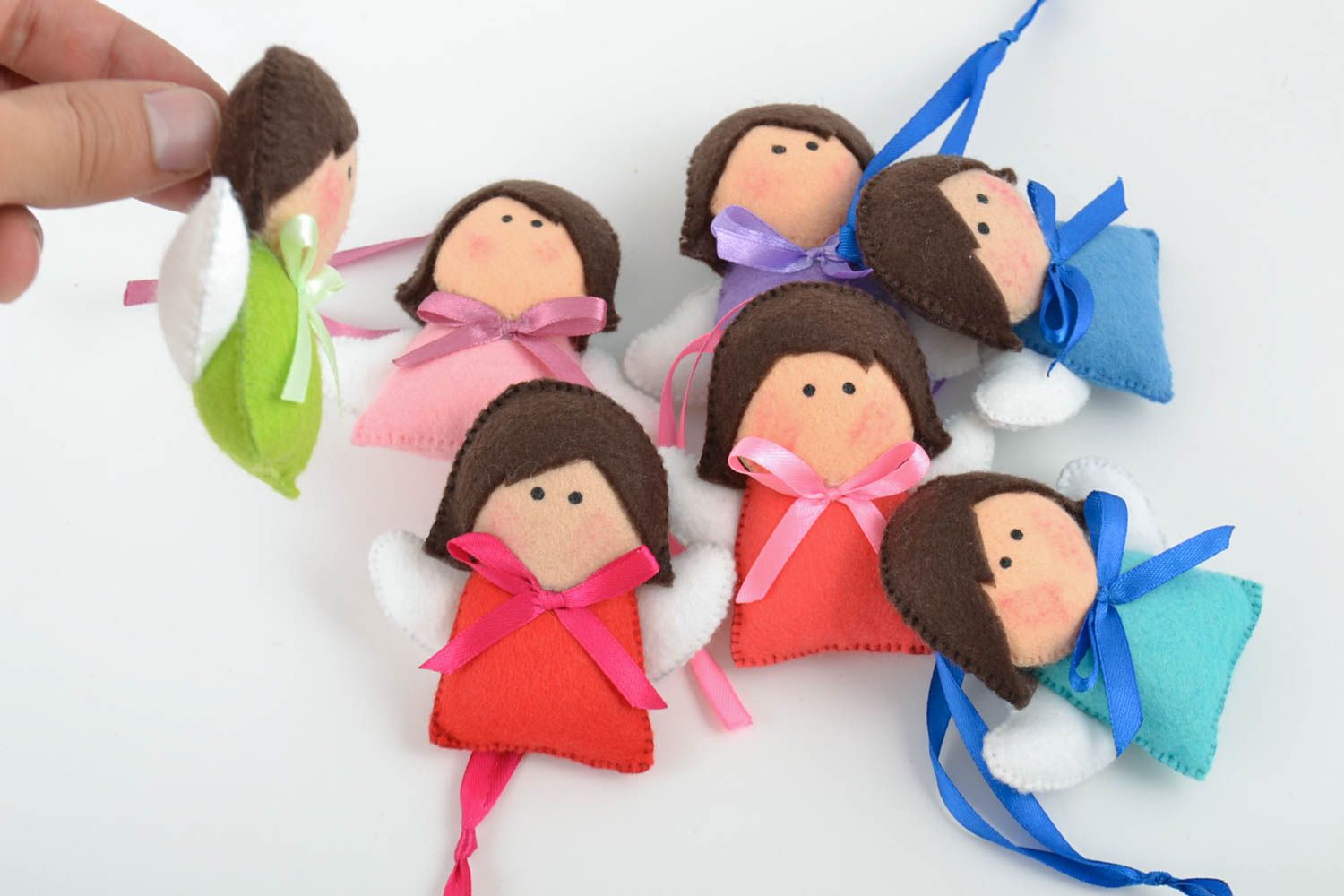 Set of 7 handmade textile interior hangings soft toys for room decor photo 5