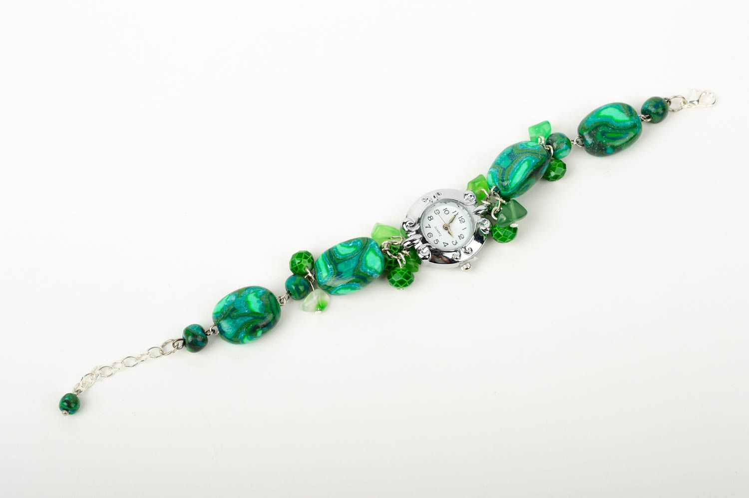 Montre design faite main Accessoire femme avec bracelet vert Cadeau pour femme photo 1