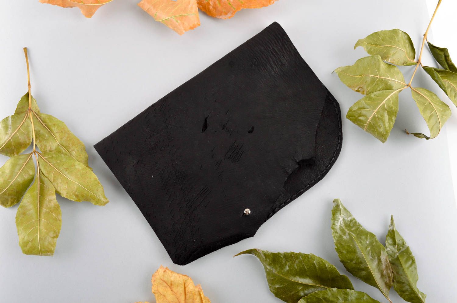 Portefeuille cuir fait main Maroquinerie design noir Accessoire cuir grand photo 1