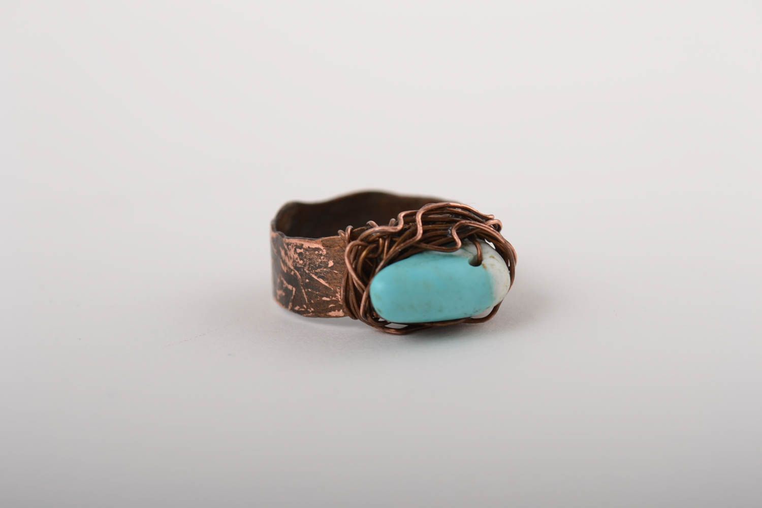 Beautiful ring handmade jewelry wire wrap turquoise ring women designer gift photo 3