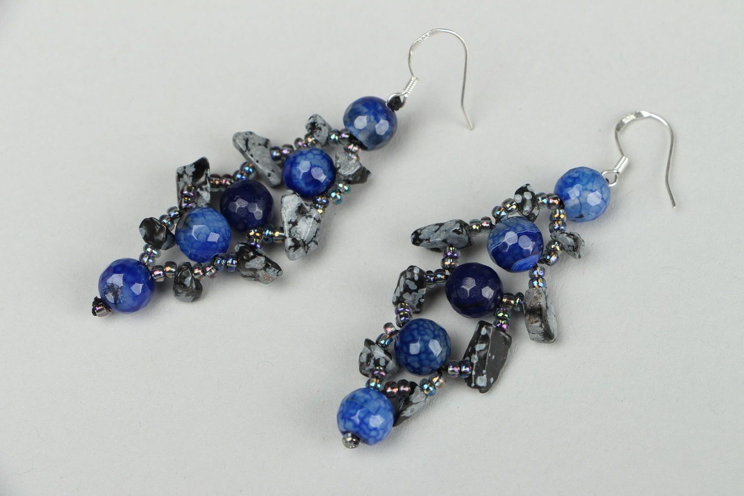 Long earrings made ​​of lapis lazuli photo 2
