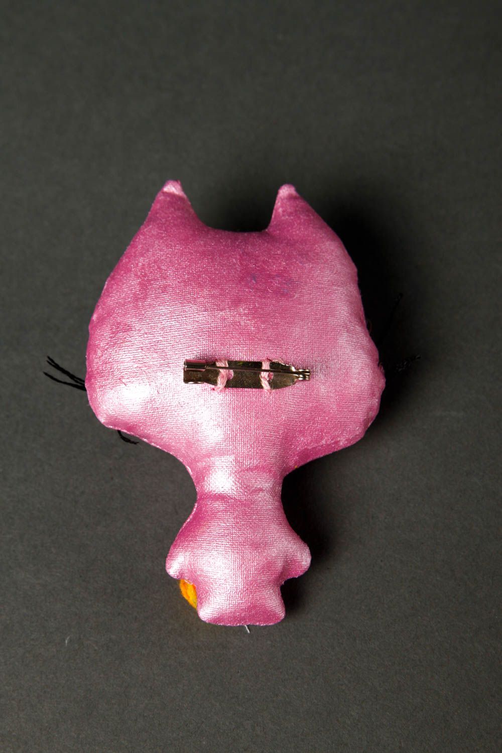 Broche textile Bijou fait main sympa chat rose en coton Accessoire femme  photo 4