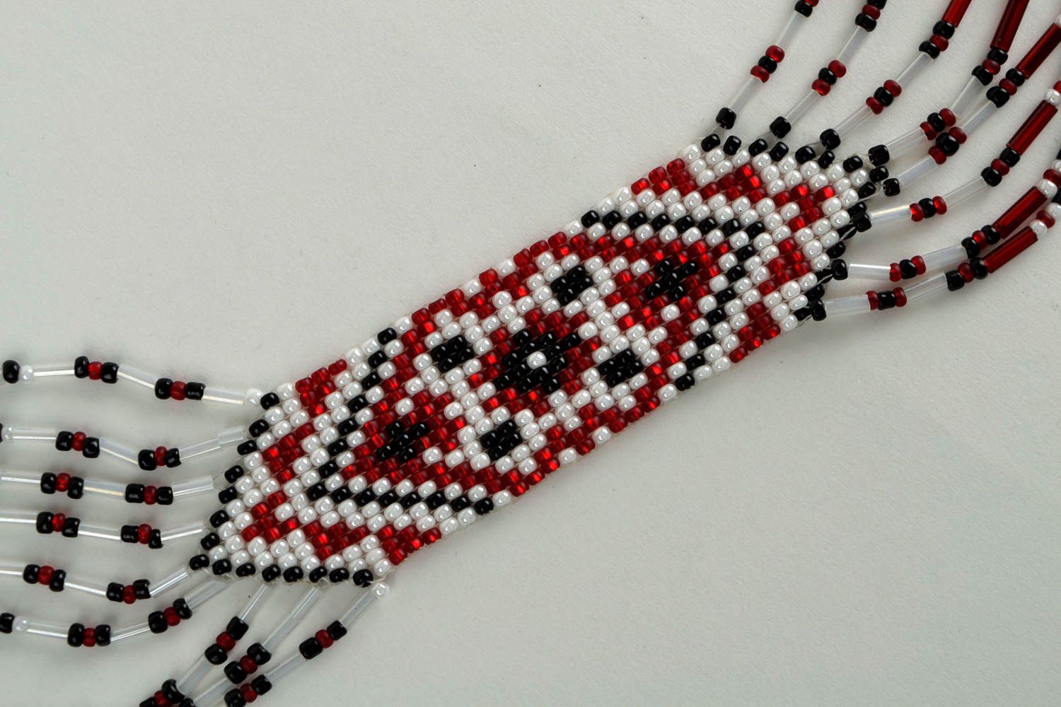 Этническое украшение ручной работы гердан из бисера элитная бижутерия длинное фото 4