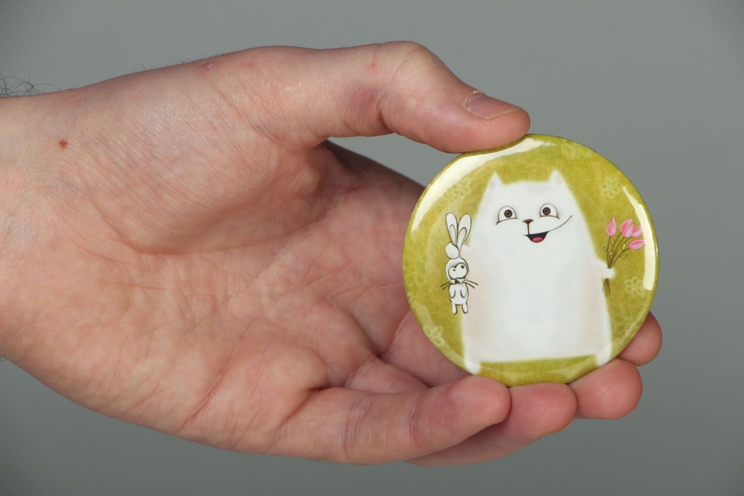 Small round pocket mirror Cat with Gifts photo 3