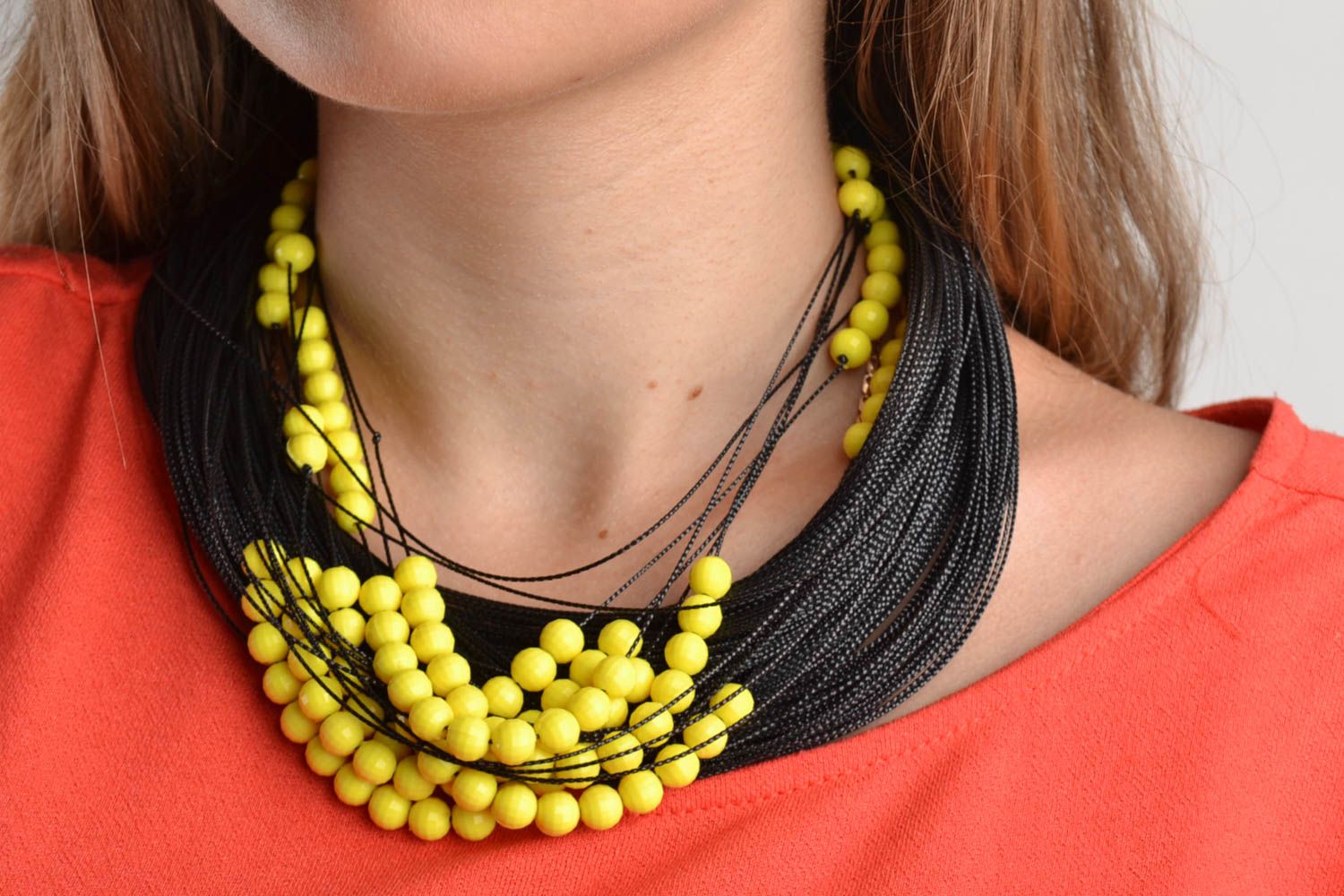 Handmade necklace designer textile jewelry unique bijouterie for woman photo 1