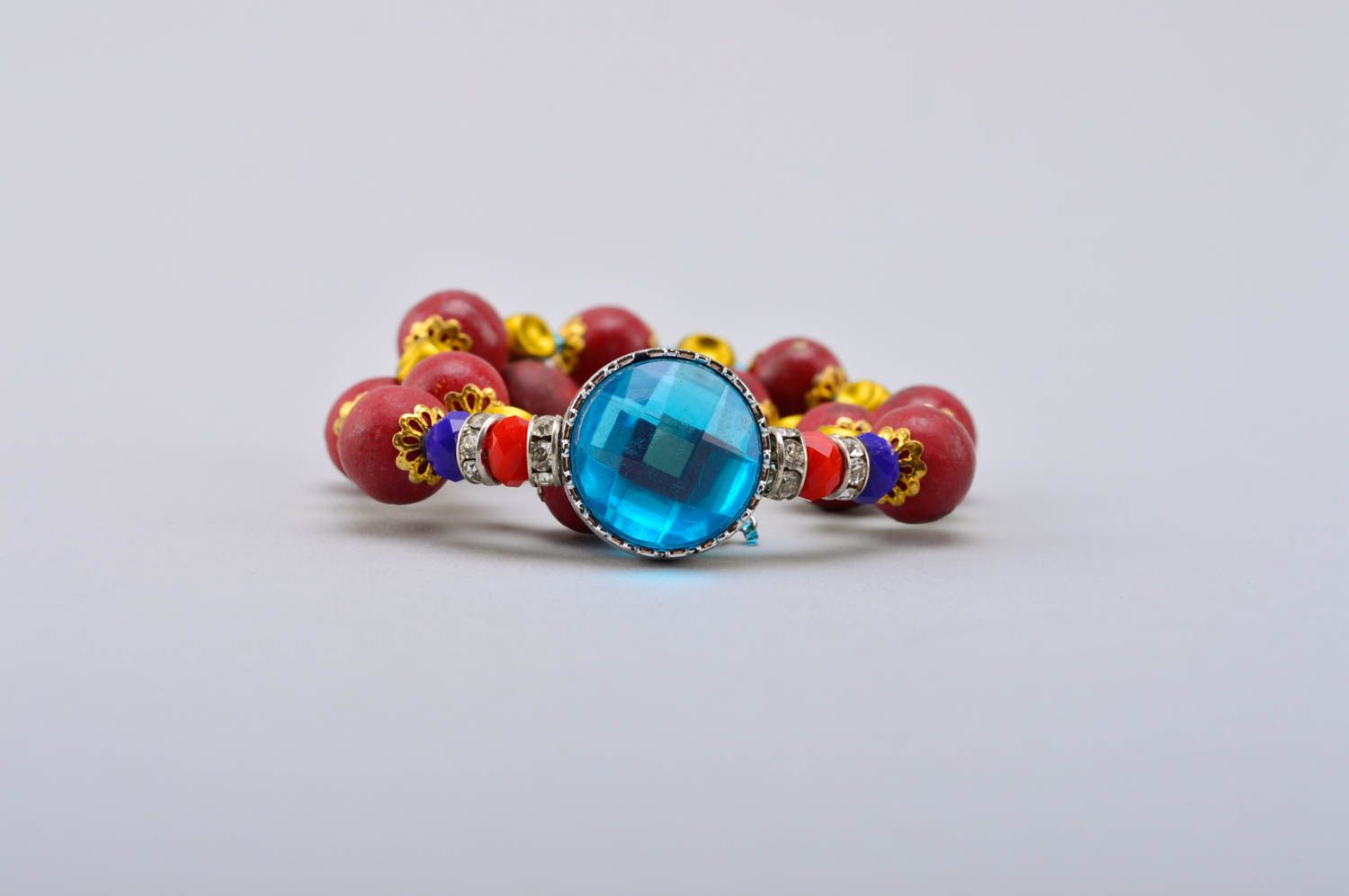 Handmade stylish bracelet unusual beaded bracelet jewelry with crystal photo 4