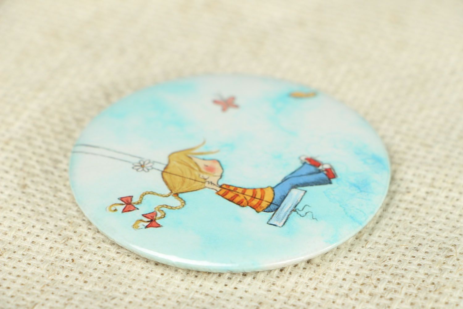 Small pocket mirror with author's print photo 2