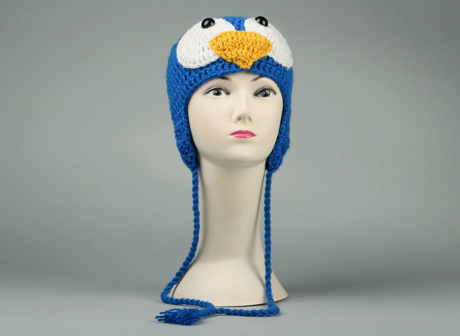Bonnet hiver tricoté Pingouin fait main photo 2