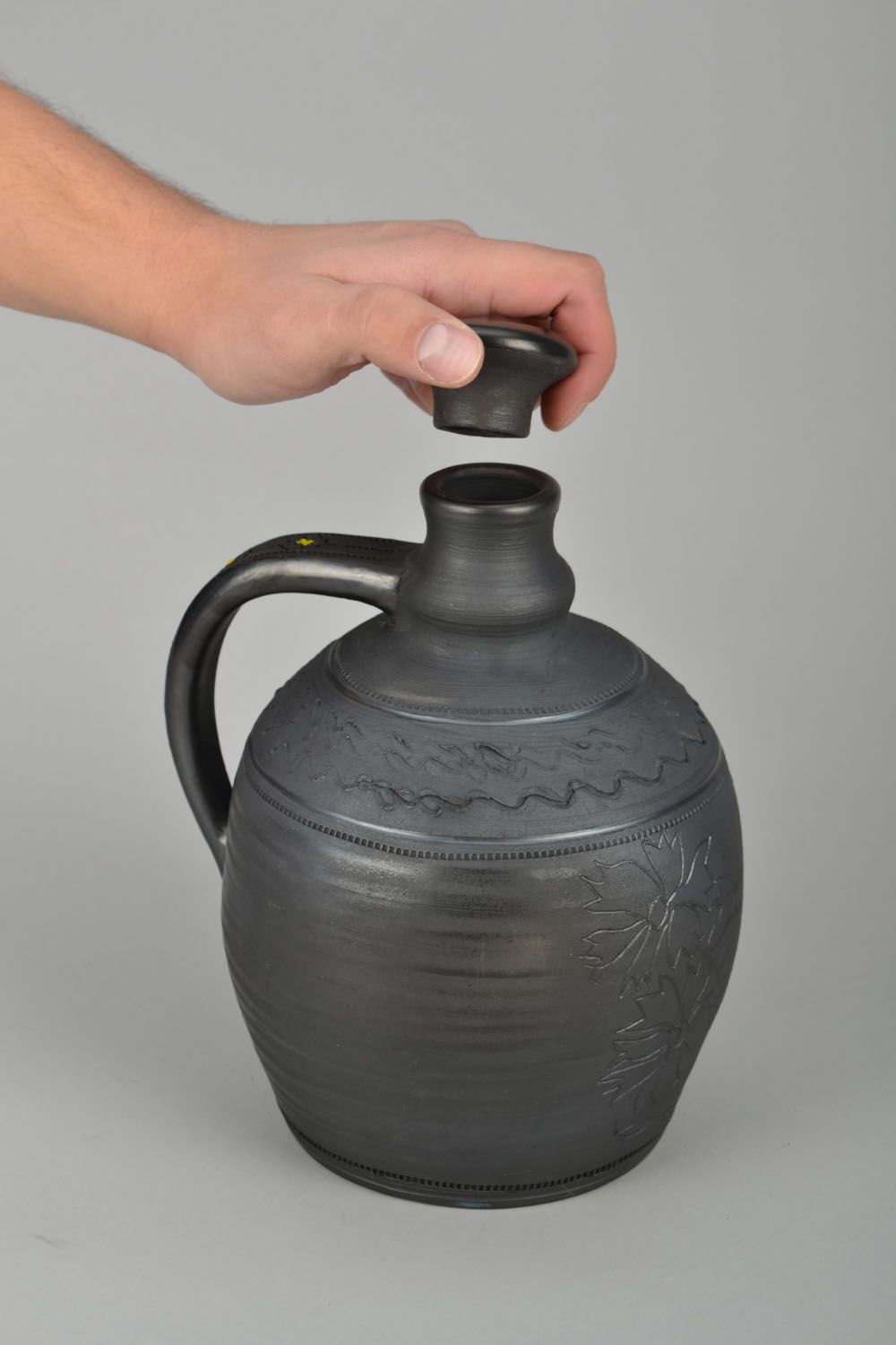 100 oz ceramic black wine pitcher carafe in classic Greek style 2,6 lb photo 2