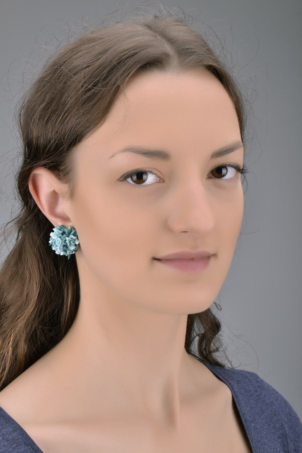 Blaue Ohrringe aus Polymerton  foto 5