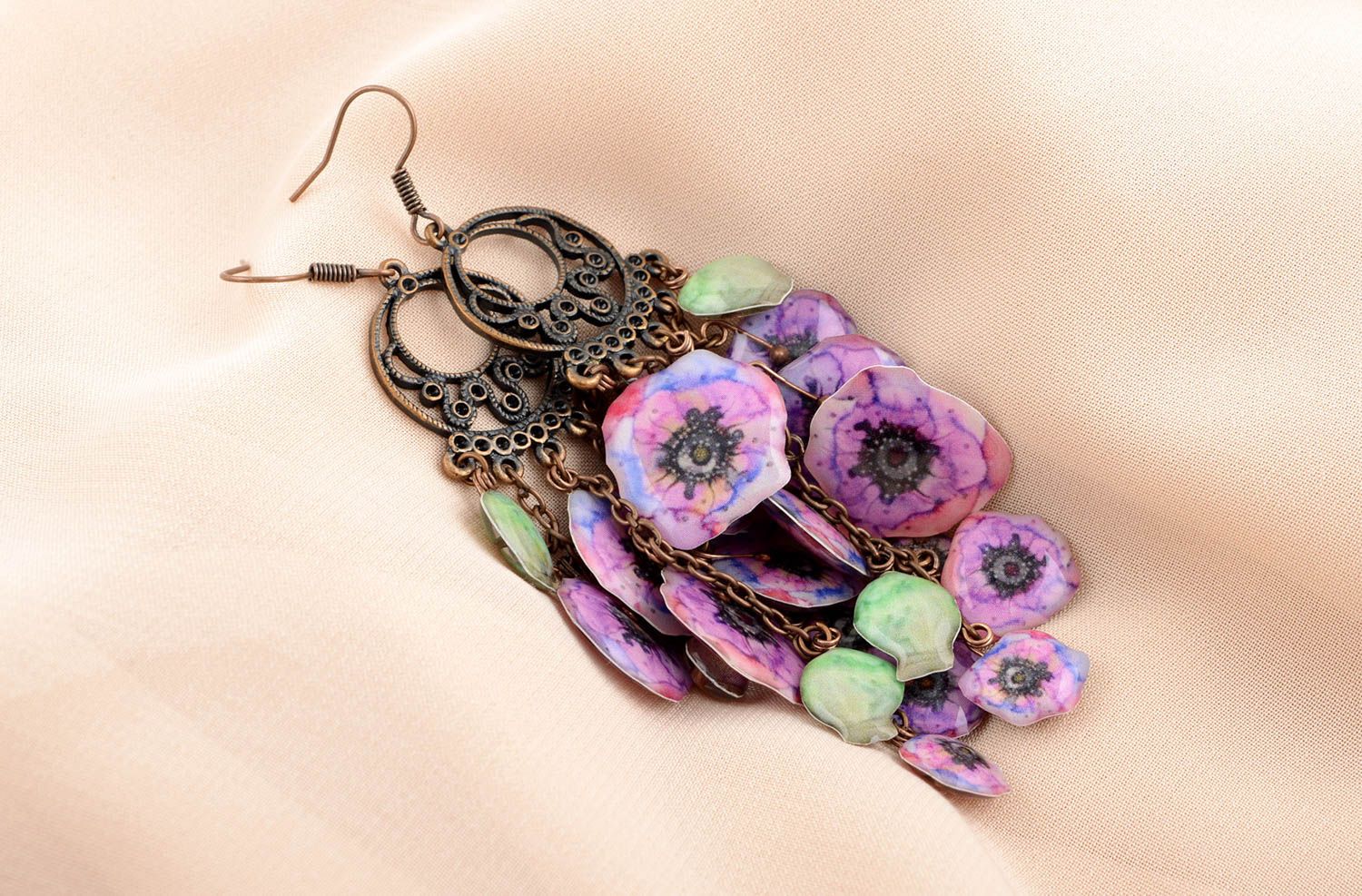 Beautiful long earrings handmade earrings with charms beautiful accessory photo 5