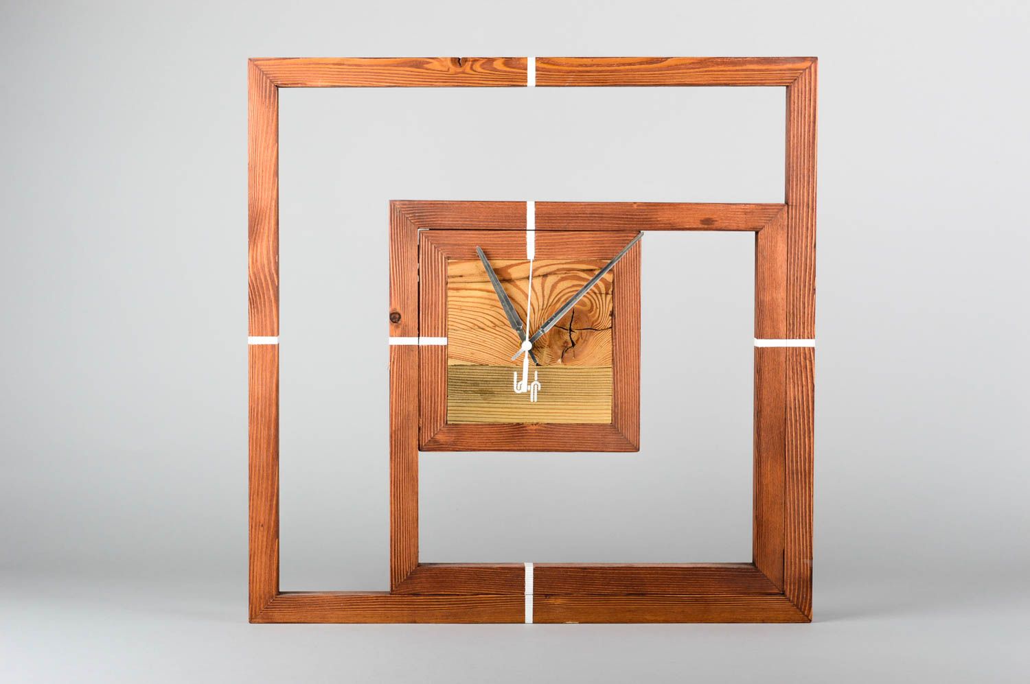 Handmade Deko Holz Wanduhr Designer Uhr Wand quadratisch schön Wanduhr aus Holz foto 4